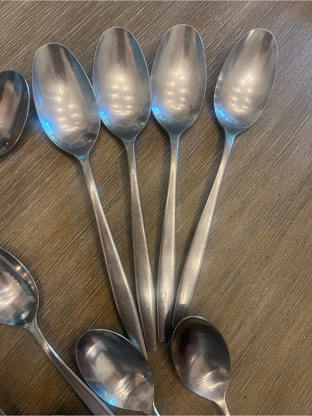 MCM style Stainless Steel Dinner Flatware Set -Silver Spoons & Knives 27 pieces